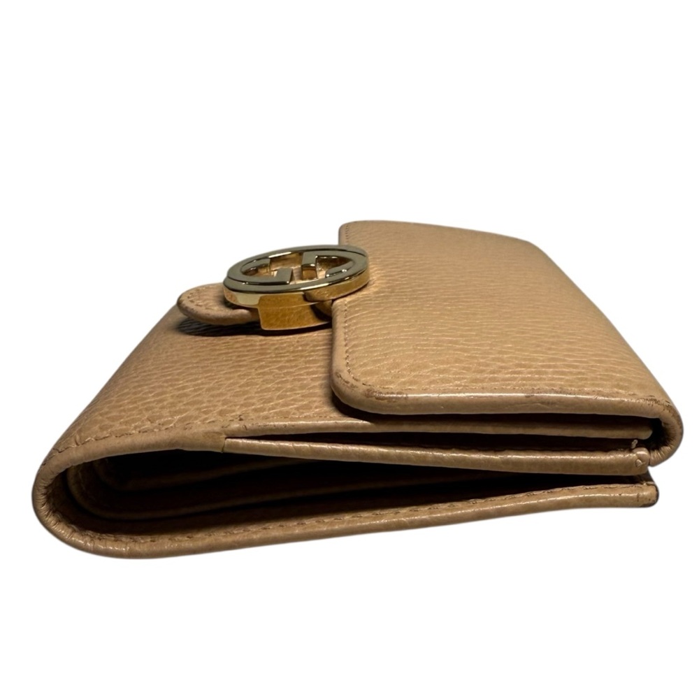 Gucci GG Interlocking Leather Beige Bi-Fold Compact Wallet. - Picture 3 of 16